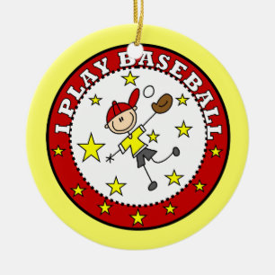 Boy I Play Baseball T-shirts and Gifts Ceramic Tree Decoration