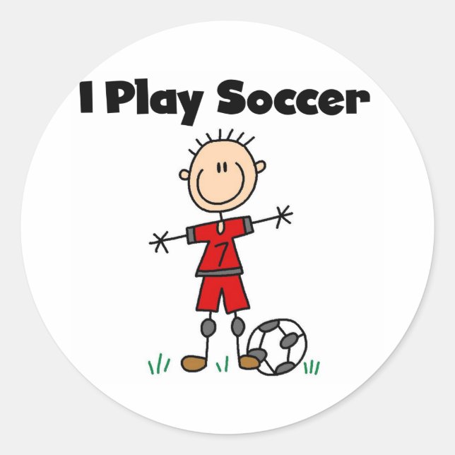 Boy I Play Soccer Classic Round Sticker (Front)