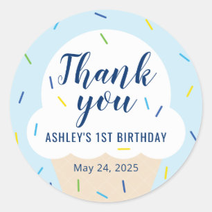 Boy Ice Cream Party Favour Sticker