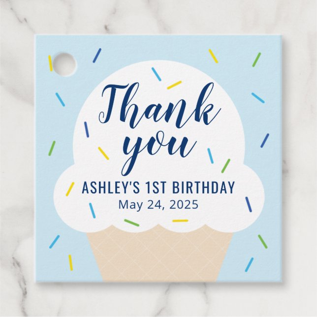 Boy Ice Cream Party Favour Tag (Front)