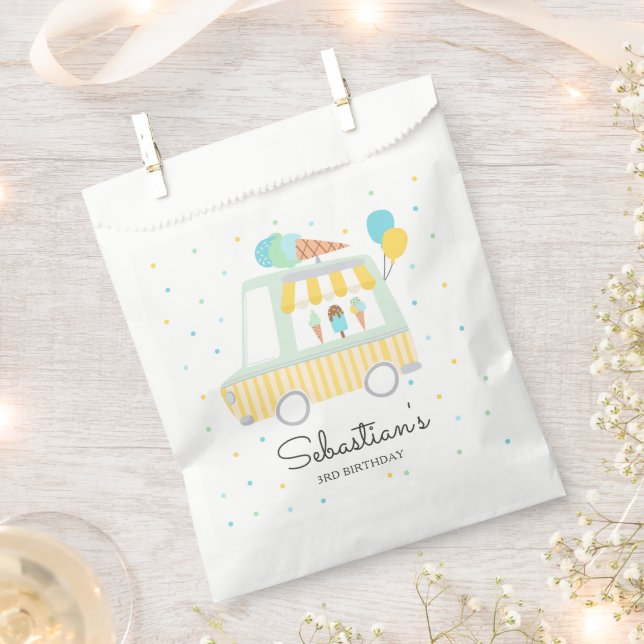 Boy Ice Cream Truck Birthday Party Decorations Favour Bags (Clipped)