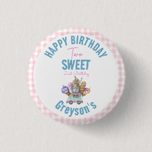 Boy Ice Cream Truck Two Sweet 2nd Birthday Party 3 Cm Round Badge