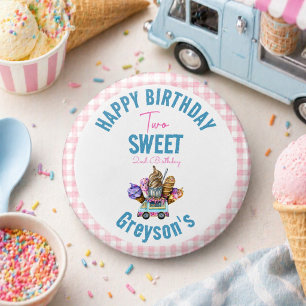 Boy Ice Cream Truck Two Sweet 2nd Birthday Party 3 Cm Round Badge