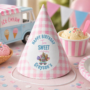 Boy Ice Cream Truck Two Sweet 2nd Birthday Party Hat