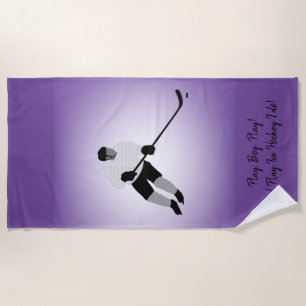 Boy Ice Hockey Player   Beach Towel