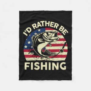 Boy Id Rather Be Fishing-shirt Men Youth Kid Funny Fleece Blanket