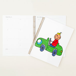 Boy In A Green Car Spiral Planner