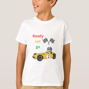 Boy in a race car T-Shirt