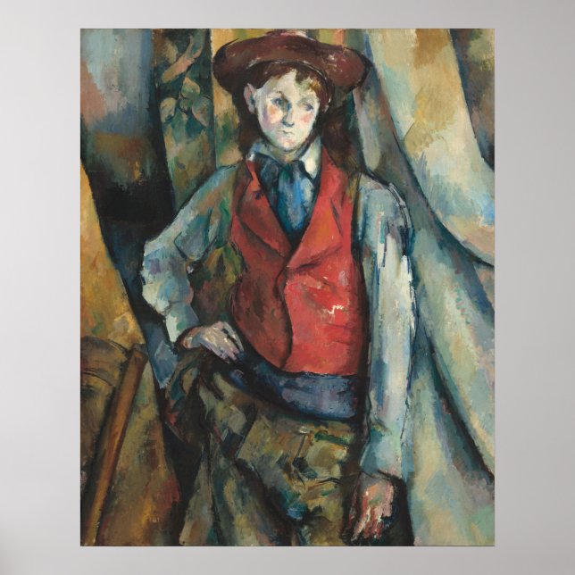 Boy in a Red Waistcoat - Paul Cézanne Fine Art Poster (Front)