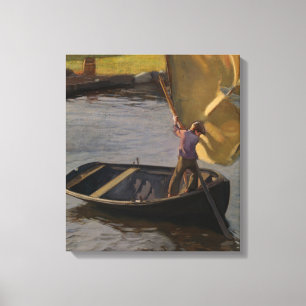 Boy in a Sailboat on the River (by Magnus Enckell) Canvas Print
