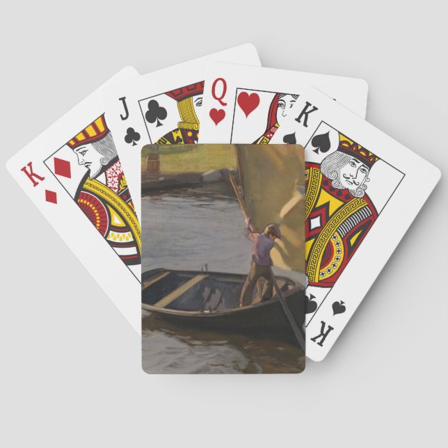 Boy in a Sailboat on the River (by Magnus Enckell) Playing Cards (Back)