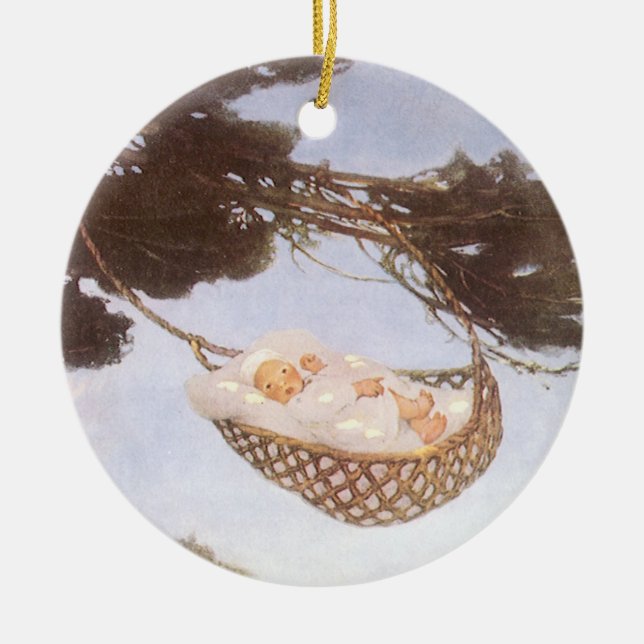 Boy in Hassoc Tree by Jessie Willcox Smith Ceramic Tree Decoration (Front)
