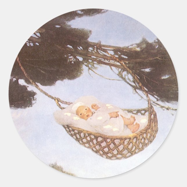 Boy in Hassoc Tree by Jessie Willcox Smith Classic Round Sticker (Front)