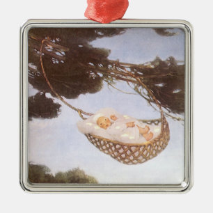 Boy in Hassoc Tree by Jessie Willcox Smith Metal Tree Decoration