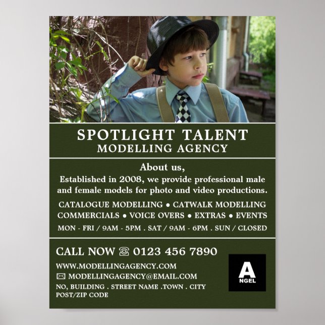 Boy in Hat, Modelling Agency, Model Agent Poster (Front)