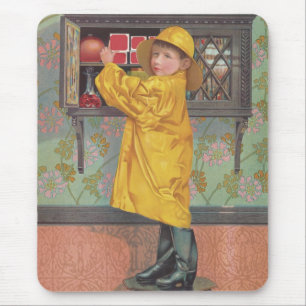 Boy in Raincoat Mouse Mat