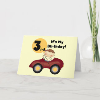 Boy in Red Car 3rd Birthday T-shirts and Gifts Card