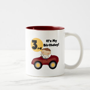 Boy in Red Car 3rd Birthday T-shirts and Gifts Two-Tone Coffee Mug