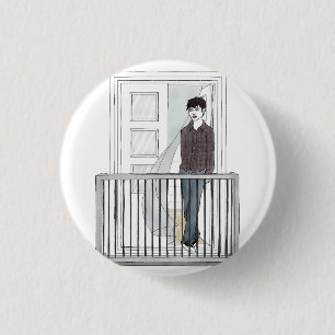 boy in the balcony 3 cm round badge