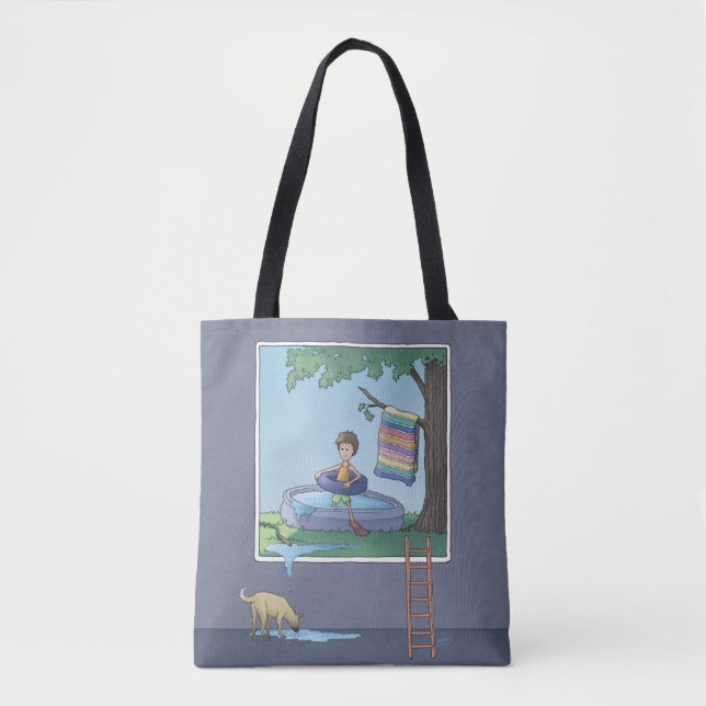 Boy in the kiddie pool tote bag (Front)