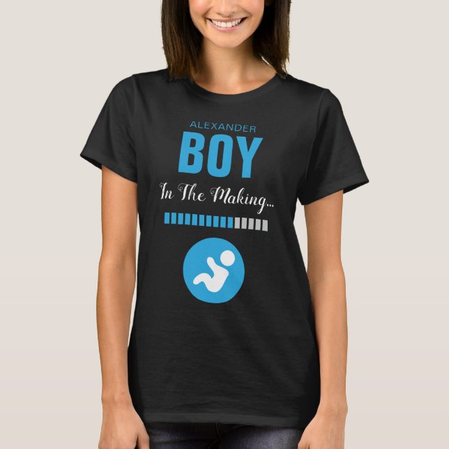 Boy in the Making And Progress Bar Blue Funny T-Shirt (Front)