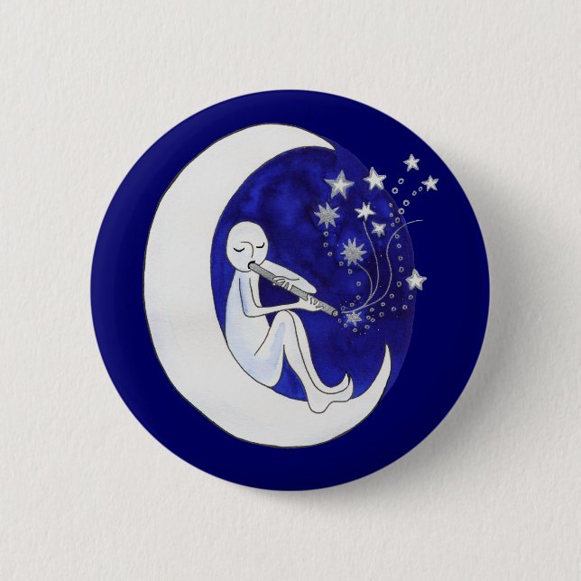 Boy in the moon 6 cm round badge (Front)