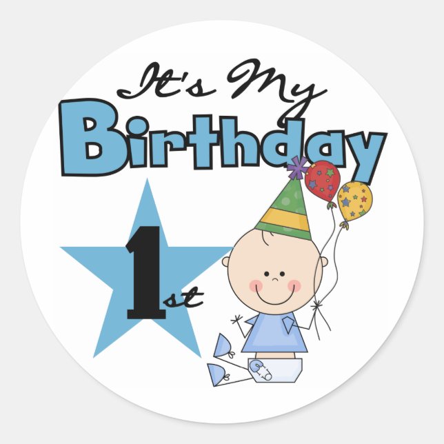 Boy It's My Birthday Tshirts and Gifts Classic Round Sticker (Front)