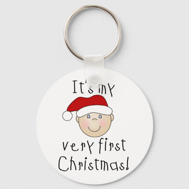 Boy It's My Very First Christmas Tshirts and Gifts Key Ring (Front)