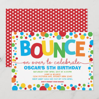 Boy Jump Birthday Bounce House Trampoline Party Invitation