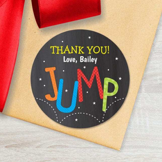 Boy Jump Trampoline Birthday Party Bounce House Classic Round Sticker (Creator Uploaded)