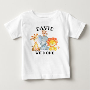 Boy Jungle Animals Wild One Birthday Cute Baby T-Shirt