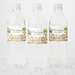 Boy Jungle Safari Animals Baby Shower Water Bottle Label