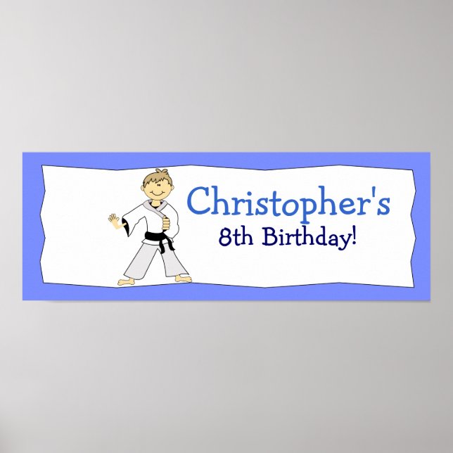 BOY KARATE KUNG FU Personalised Birthday Banner Poster (Front)