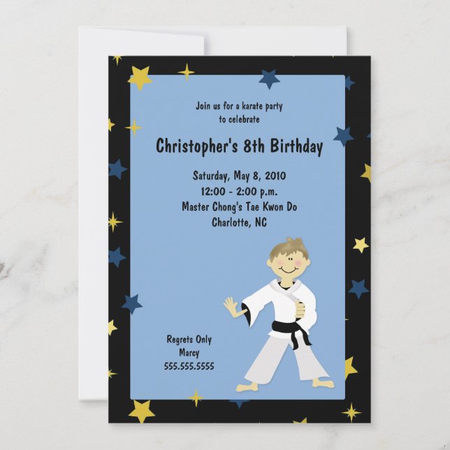BOY KARATE MARTIAL ART BIRTHDAY PARTY INVITATION (Front)