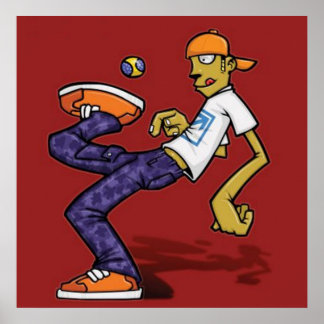 Boy Kicking a Hacky Sack - Poster