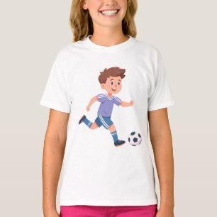Boy Kicking Soccer Ball – Kids Soccer Art Design T-Shirt
