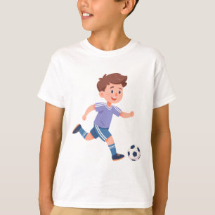 Boy Kicking Soccer Ball – Kids Soccer Art Design T-Shirt