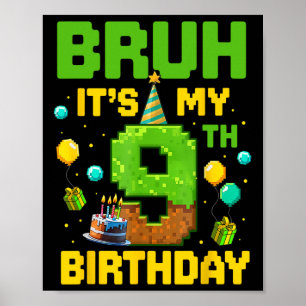 Boy Kid Birthday Funny It's My 9th Birthday Gamer Poster