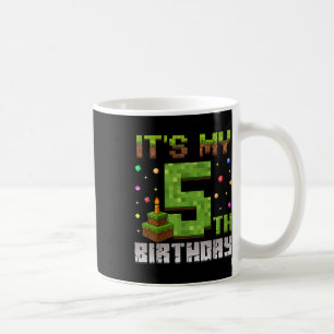 Boy Kid Birthday Party It's My 5th Birthday Gamer Coffee Mug