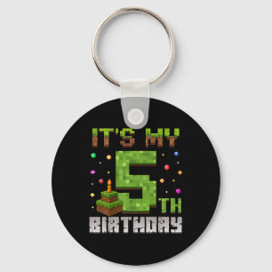 Boy Kid Birthday Party It's My 5th Birthday Gamer Key Ring