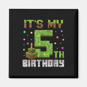 Boy Kid Birthday Party Its My 5th Birthday Gamer P Magnet
