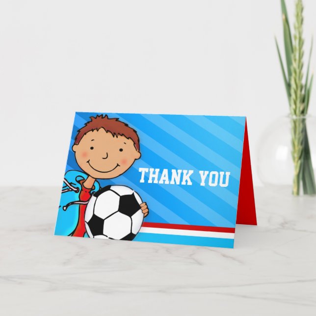 Boy Kids birthday party blue thank you card (Front)