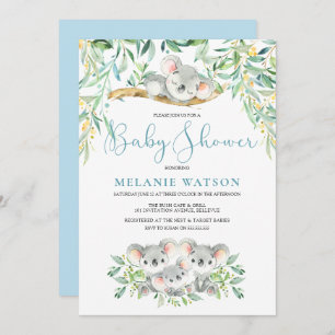 Boy Koala Bush Babies Baby Shower Invitations