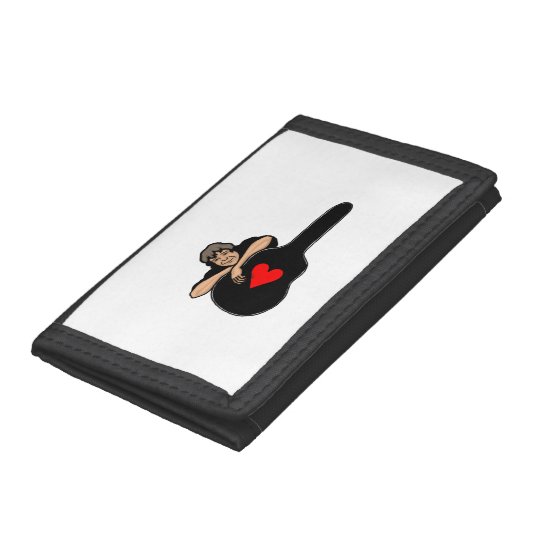 boy leaning on guitar case heart black shirt.png tri-fold wallets