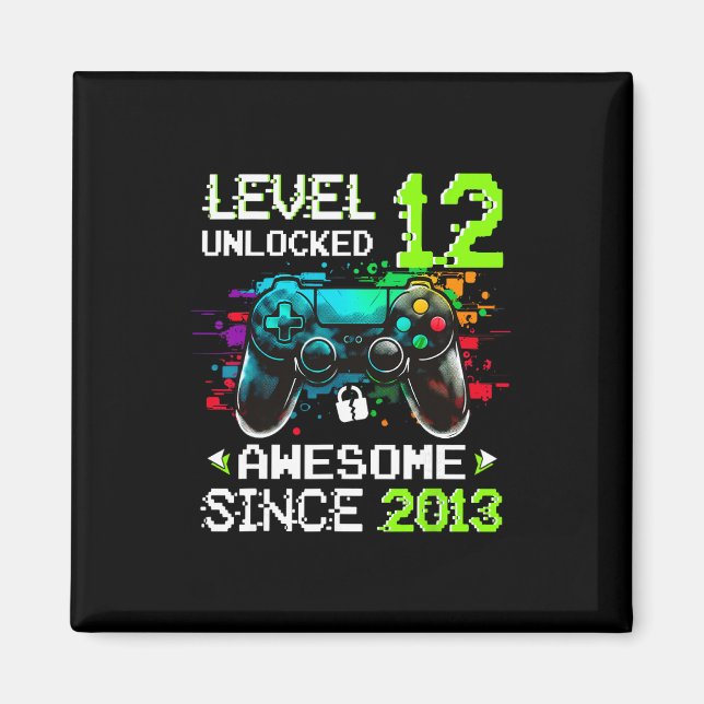 Boy Level 12 Unlocked Video Game 12th Birthday  Magnet (Front)