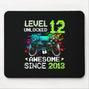 Boy Level 12 Unlocked Video Game 12th Birthday Mouse Mat