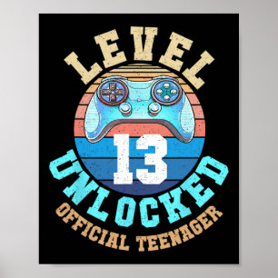 Boy Level 13 Unlocked Video Game 13th Birthday 1  Poster