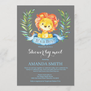 Boy Lion Baby Shower by Mail Invitation
