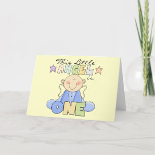 Boy Little Angel 1st Birthday Tshirts and Gifts Card