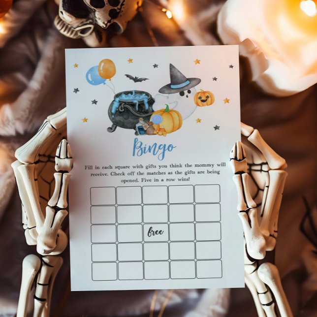 Boy Little Boo Ghost Baby Shower Bingo Game (Ghost Halloween Baby Shower Bingo Game)